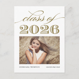 Cartão Postal De Anúncio Classe de Vintage Dourada de Graduação de Foto 202