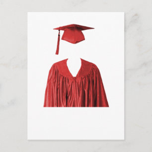 Cartão Postal De Anúncio Classe graduada do boné e do vestido Template1