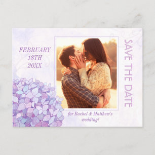 Cartão Postal De Anúncio Clássica Hydrangea Foto de Casamento Salva a Data