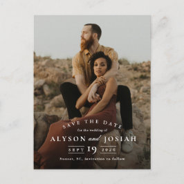 Cartão Postal De Anúncio Clássico Casamento Foto Save The Date Elegante