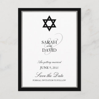 Cartão Postal De Anúncio Clássico Estrela de Davi Casamento Judaico Salve a