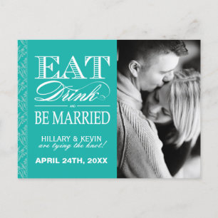 Cartão Postal De Anúncio Classy Jade Damask Salvar a Data