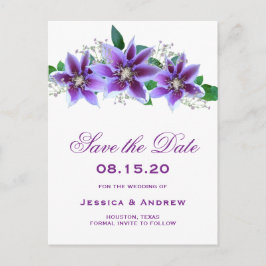 Cartão Postal De Anúncio Clematis Chic Classy Casamento Salve a Data