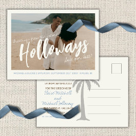 Cartão Postal De Anúncio Coastal Destination Wedding Photo Save the Date