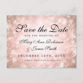 Cartão Postal De Anúncio Cobre Winter Wonderland Elegant Salve A Data