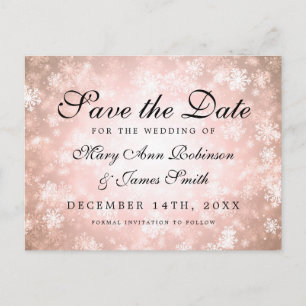 Cartão Postal De Anúncio Cobre Winter Wonderland Elegant Salve A Data