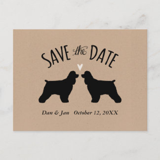 Cartão Postal De Anúncio Cocker Spaniel Silhouettes Casou Salve a Data