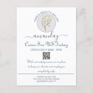 Cartão Postal De Anúncio Código QR de Cabelereiro do Logotipo Promocional B