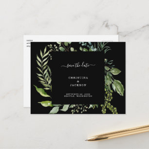 Cartão Postal De Anúncio Código QR de Casamento Negra Eucalyptus Salve a Da
