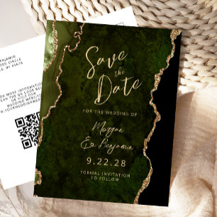Cartão Postal De Anúncio Código QR de olive green gold Ágata para Save the