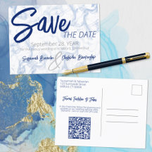 Código QR Minimalista Fumê Azul e Branco