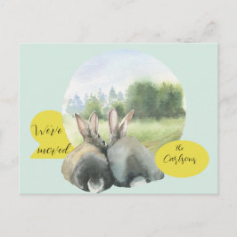 Cartão Postal De Anúncio Coelhos bonitos mudando de casa novo endereço