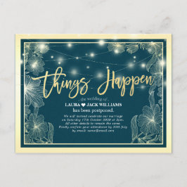 Cartão Postal De Anúncio Coisas Acontecem Adiamento de Casamento Flores Dou