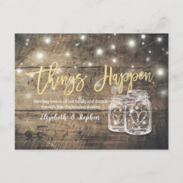 Cartão Postal De Anúncio Coisas Acontecem Pós-Ponta de Casamento Mason Jars