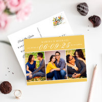 Colagem de Fotos Amarelo Moderno Salvar a Data