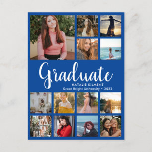 Cartão Postal De Anúncio Colagem de Fotos de Gradução 13 Azul Marinho Gradu