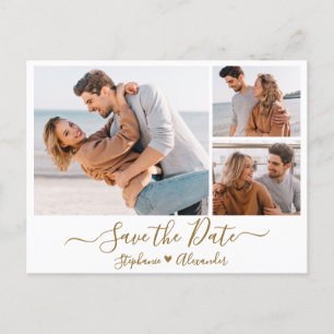 Cartão Postal De Anúncio Colagem de Fotos de Script Dourado de Orçamento Sa
