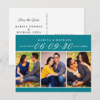 Colagem de Fotos em Azul Verde Save the Date Moder
