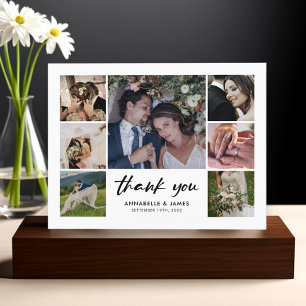 Cartão Postal De Anúncio Colagem de Fotos Moderna Agradecimento de Casament