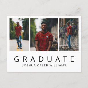 Cartão Postal De Anúncio Colagem de Fotos Preto e Branco Minimalista Gradua