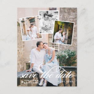 Cartão Postal De Anúncio Colagem de Fotos Românticas para Casamento Save th