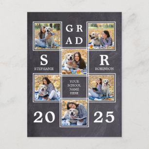 Cartão Postal De Anúncio Colagem de Fotos Rústica Quadro Negro Graduação Ún