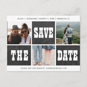 Cartão Postal De Anúncio Colagem de fotos tipografia moderna data de casame
