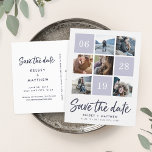 Cartão Postal De Anúncio Colagem de Grade | Data de salvamento da foto<br><div class="desc">Anuncie seus próximos núpcias com essas fotos, salve os cartões postais com seis fotos de seus quadradinhos favoritos e a data de seu casamento em um layout remendado. "Save the Date" (Salvar a data) aparece abaixo em um novo tipo de marcador de pincel de script manual casual. Personalize com seus...</div>