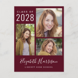 Cartão Postal De Anúncio Colagem Fotográfica Moderna Graduação Bordeaux