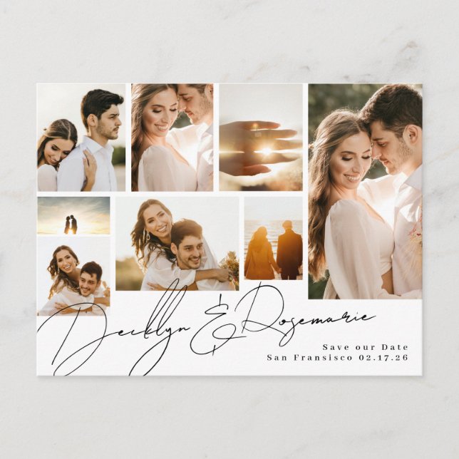 Cartão Postal De Anúncio Colagem Personalizável com Múltiplas Fotos Save Th (Frente)