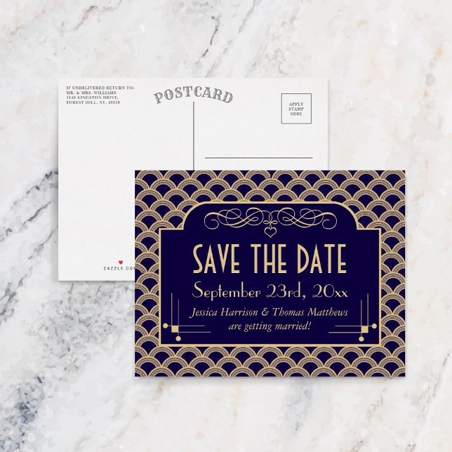 Cartão Postal De Anúncio Coleção de Casamentos Art Deco Gatsby, de 1920 (Criador carregado)