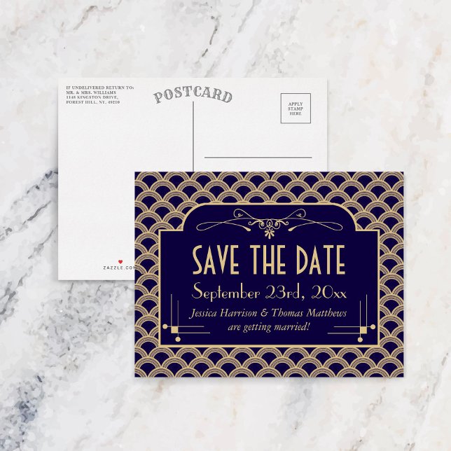 Cartão Postal De Anúncio Coleção de Casamentos Art Deco Gatsby, de 1920 (Criador carregado)