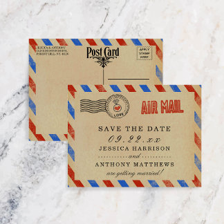 Cartão Postal De Anúncio Coleção de Casamentos do Vintage Airmail