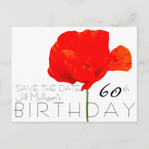 Cartão Postal De Anúncio Coleção POPPY 60º Aniversário Salvar a Data