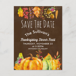 Cartão Postal De Anúncio Colheita de Abóboras e Bordadura de Folhagem de Ou