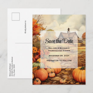 Cartão Postal De Anúncio Colheita de Outono da Fazenda de Abóbora Dia de Aç