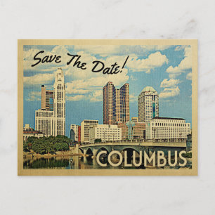 Cartão Postal De Anúncio Columbus Salve A Data Ohio