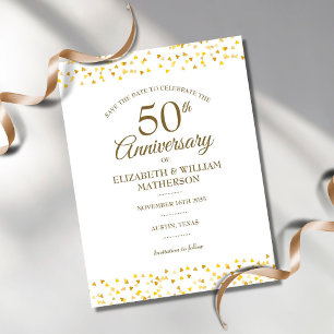 Cartão Postal De Anúncio Comemore o 50º Aniversário Golden Hearts Save the 