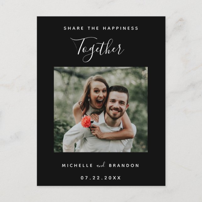 Cartão Postal De Anúncio Compartilhe a felicidade Juntos com a Foto Simples (Frente)