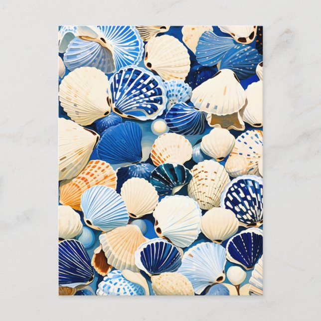 Cartão Postal De Anúncio Conchas Marinhas de Verão (Frente)