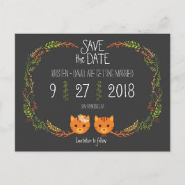 Cartão Postal De Anúncio Concurso de Casamento de Gatos Florestais Rustic B