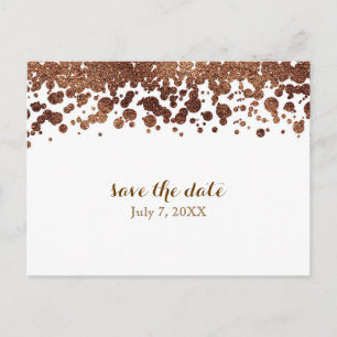 Cartão Postal De Anúncio Confetes Brancos e Bronze Glamour Shimmer