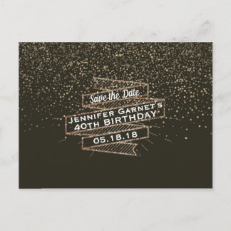 Cartão Postal De Anúncio Confetti Dourado Guardar a Bolsa mensageifesta de