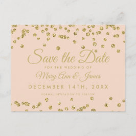 Cartão Postal De Anúncio Confetti Glitter Dourado Salva O Rosa De Blush De