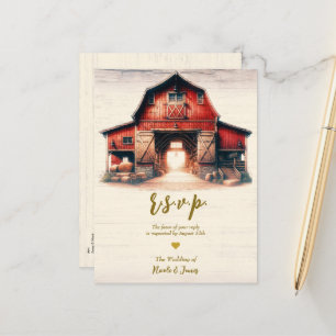Cartão Postal De Anúncio Confirmação de Casamento Rústico do Celeiro Vermel