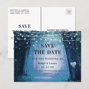 Cartão Postal De Anúncio Conto de Fadas Floresta Encantada Azul Salvar a Da