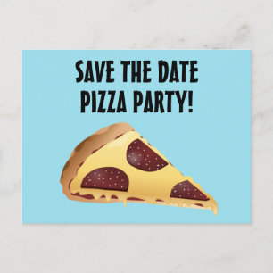 Cartão Postal De Anúncio CONVIDE PARA FESTA DE PIZZA SALVE A DATA Cartões-p