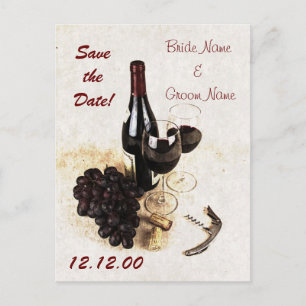 Cartão Postal De Anúncio Copos de vinho e uvas