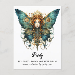 Cartão Postal De Anúncio Copperfly Imperatriz Borboleta Casamento Steampunk