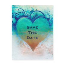 Coração Azul Oceano Grunge Praia Tropical